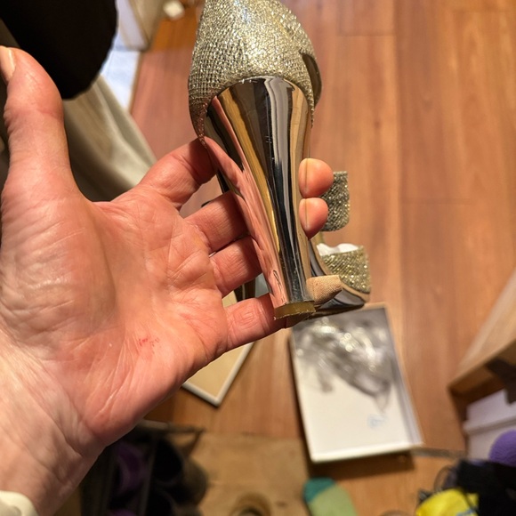 Michael Kors Silver Glitter Zip-Front Heeled Sandals - Picture 3 of 3